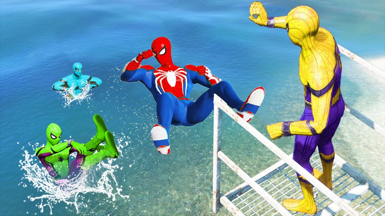 Rainbow Spiderman Ragdolls in GTA 5 (Compilation ) #26