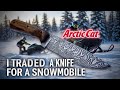 Trading a Damascus knife for an Arctic Cat 340 snowmobile 