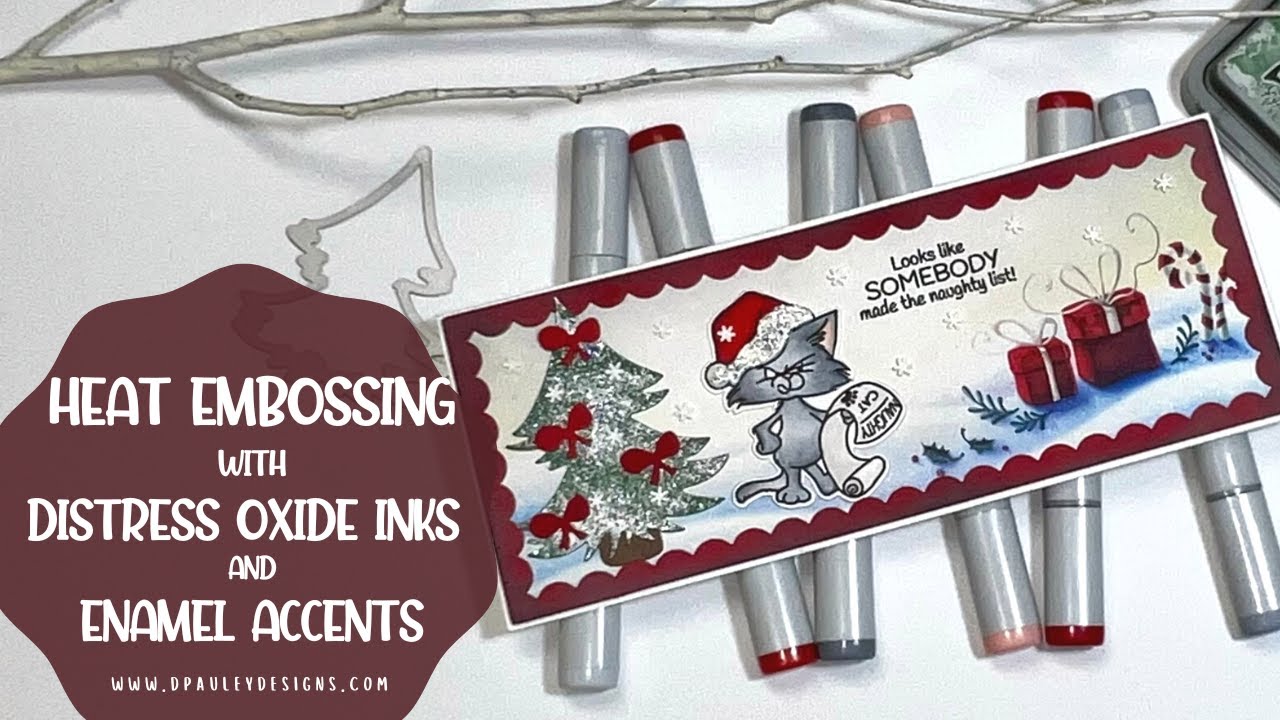 Heat Embossing w/ Distress Oxide Inks and Enamel Accents - YouTube