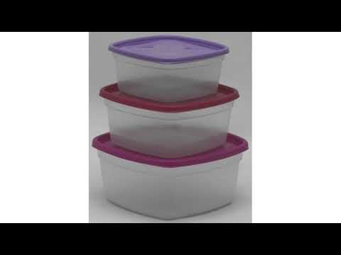 Пластиковий квадратний контейнер (лоток) 1.0 л з м'якою кришкою (різні кольори кришки), видео 1