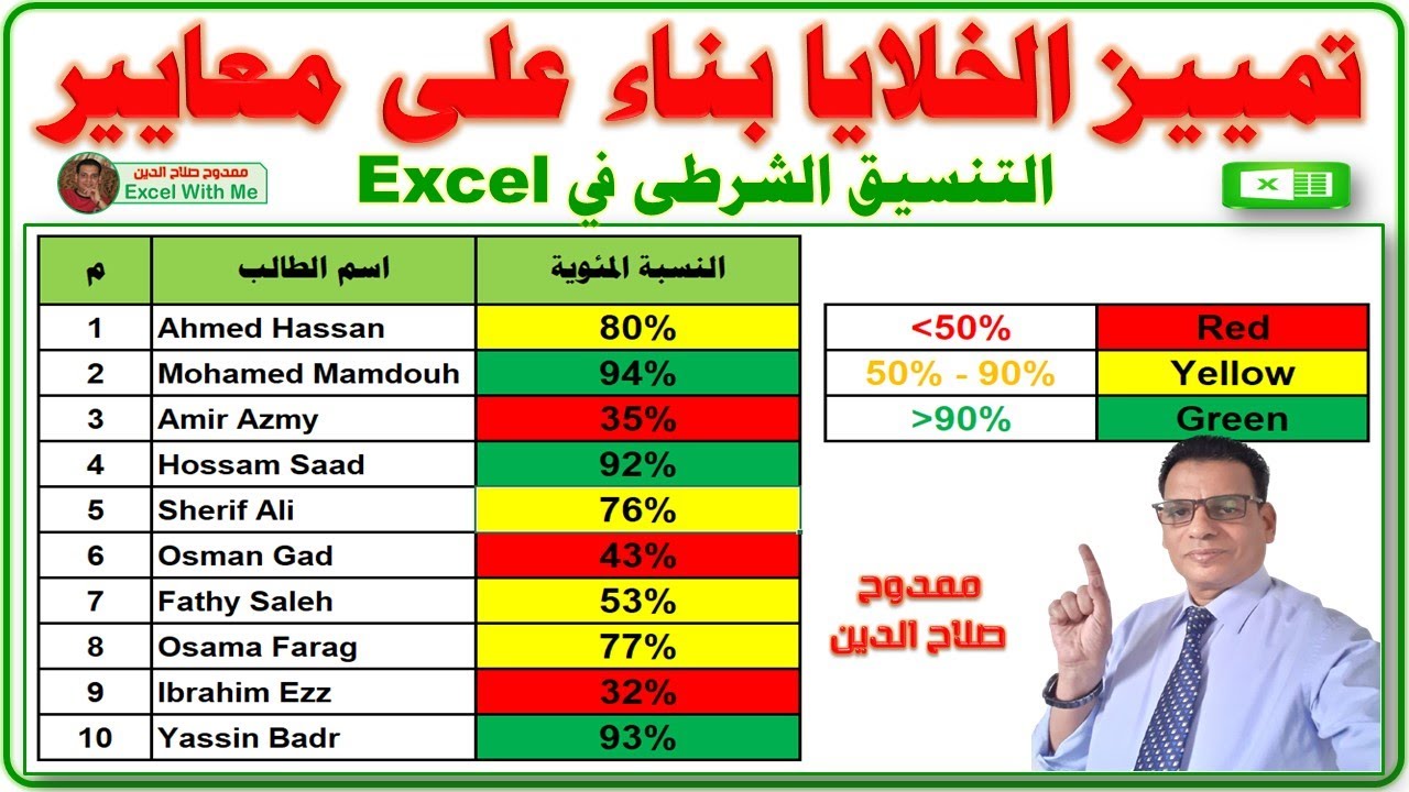 تمييز الخلايا بناء على معايير في الاكسل | التنسيق الشرطي في Excel