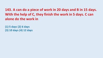 143. A can do a piece of work in 20 days and B in 15 days. With the help of C, they || edu214