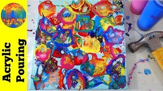Acrylic Pouring Hammer Technique: Happy Garden Scene