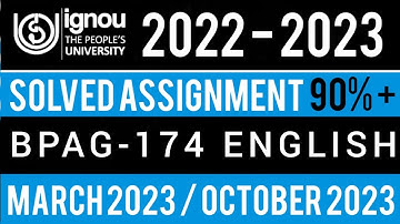 BPAG-174 SOLVED ASSIGNMENT 2022-23 I BPAG-174 SOLVED ASSIGNMENT 2022-23 IN ENGLISH | BPAG-174