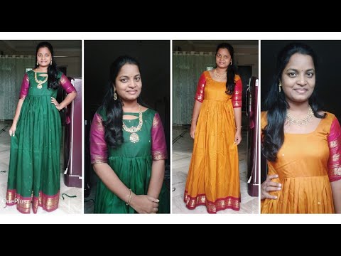 Convert Old Saree into Anarkali dress Gown  Long frock dress cutting   stitching in kannada from long frok cuting and stiching in hindi video free  downlod Watch Video  HiFiMovco