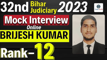 Brijesh Kumar | Rank-12 | Online Mock Interview | 32nd Bihar Judiciary 2023 | Target for IQ