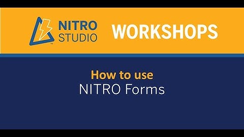 NITRO Studio Workshop: How to Use NITRO Forms