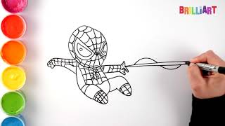 How to Draw SPIDERMAN coloring and drawing for Kids, Toddlers