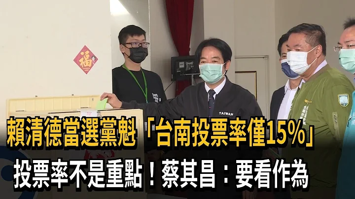 賴清德當選黨魁「台南投票率僅15％」　投票率不是重點！蔡其昌：要看作為－民視新聞 - 天天要聞