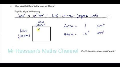 0580/02/SP/20 (IGCSE) 2020 Specimen Paper 2 Q4 Converting Units of Area