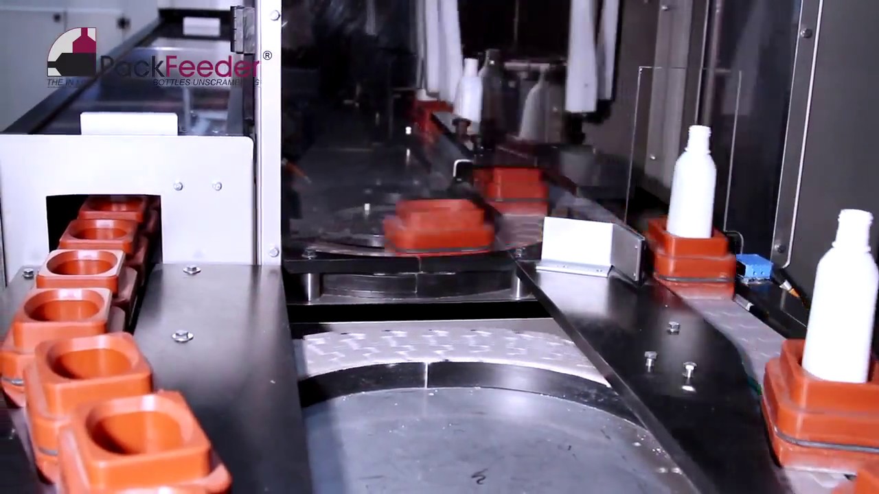 Cosmetic plastic bottles unscrambler with pucks - MINOR 300 Pucks