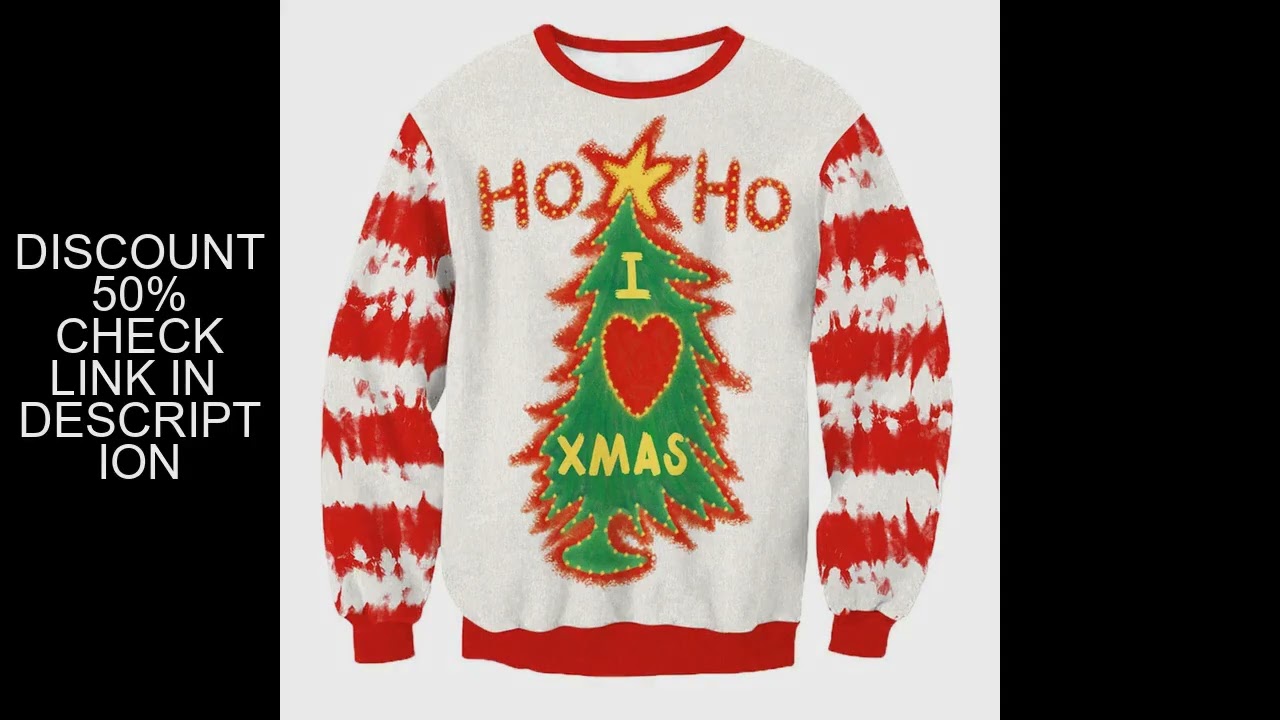 MenCrewneck Tacky Xmas Sweatshirt Women 3D Funny Print Holiday Party Jumper Tops Pullover Reindeer U