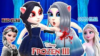 My Talking Angela 2 | Bad Elsa killed Good Elsa | New editorial 🖤 Good vs bad 😞 Cosplay frozen Queen