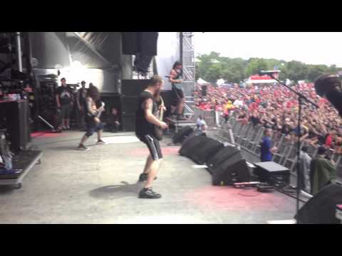 Killswitch Engage Sidestage Heavy MTL Adam D has fun on stage 2012