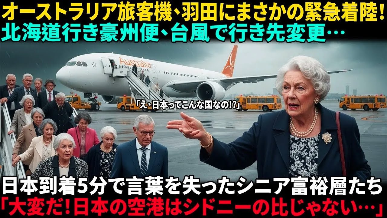 【海外感動ストーリー】豪州の富裕層シニアが台風で羽田に緊急着陸。日本到着から5分で衝撃が走り、「日本に行きたい！」の声が政府をも動かした