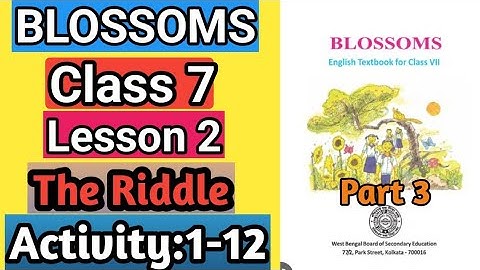 Class 7 English//Activity Solved//The Riddle Question Answer//Class 7 English Lesson 2
