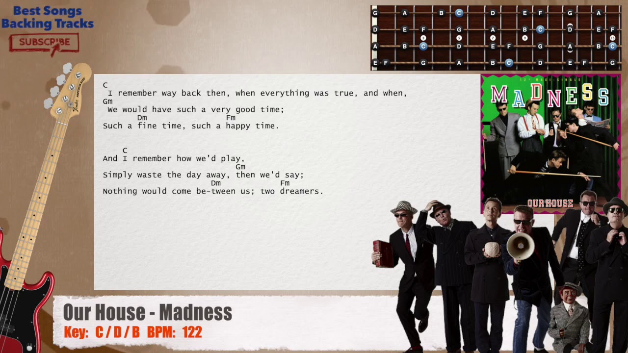  our house madness bass backing track with chords and lyrics youtube