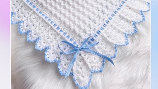 Beautiful Snowdrop crochet baby blanket pattern #2 with extended fan border LEFT HAND by Crochet for Baby 5,959 views 1 month ago 47 minutes