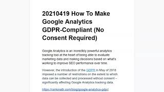 20210419 How To Make Google Analytics GDPR-Compliant (No Consent Required)