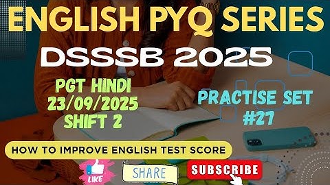 DSSSB ENGLISH PRACTICE SET 27||@dsssbexamwindow #dsssbexamwindow ||