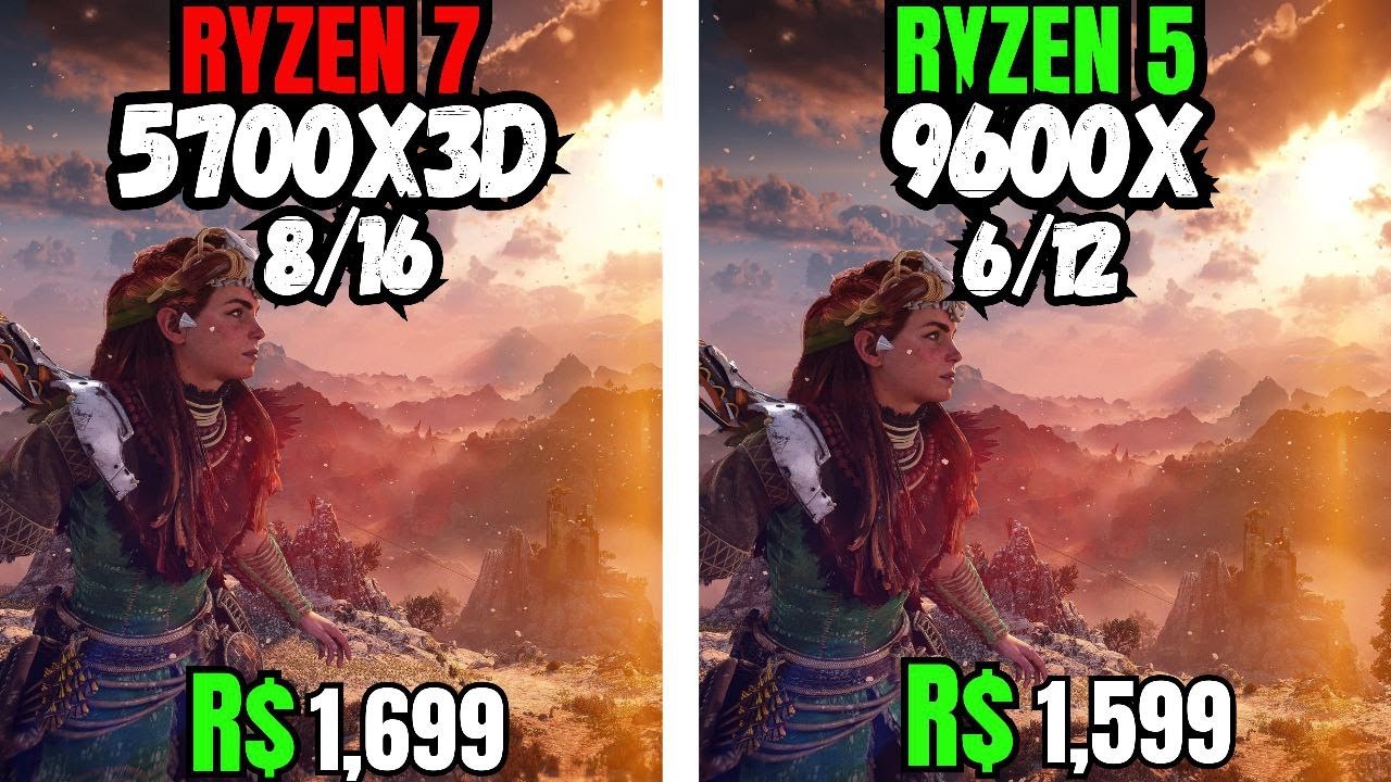AM4 MORREU ?? 6 NÚCLEOS É UM LIXO ?? R5 9600X VS R7 5700X3D, TESTES EM 1080P