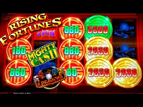 Rising Fortunes Slot Machine MAX BET Bonus | Mighty Cash & 5 Dragons Rapid Slot Machines BONUSES WON