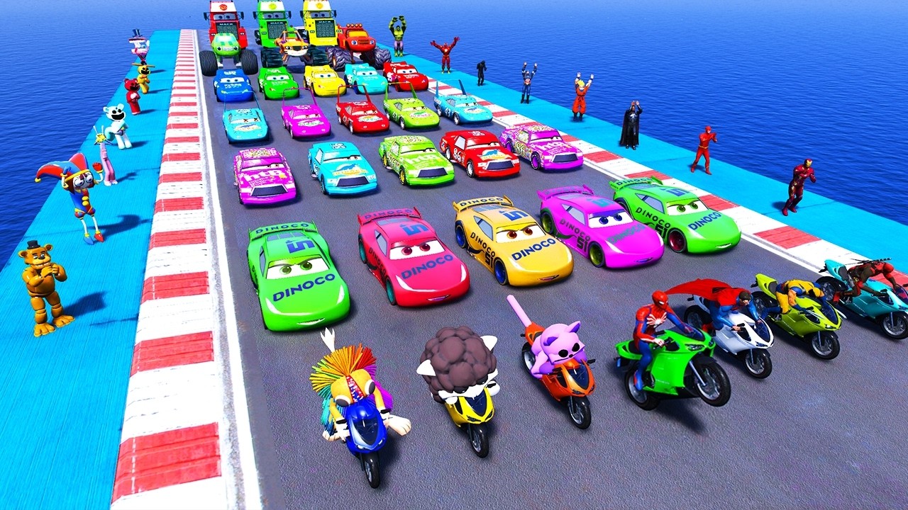 GTA V: SPIDER-MAN vs. Superheroes vs. Poppy Playtime 4 in Extreme Stunt Racing!