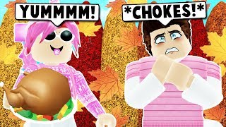 FIRST FAMILY THANKSGIVING GONE WRONG ON BLOXBURG! (Roblox)