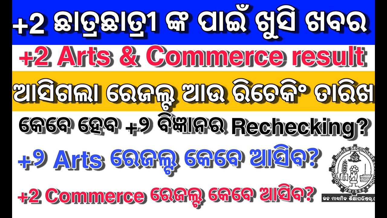 +2 Commerce & Arts Result | +2 Commerce results | +2 Arts Results | 12th Commerce Result Odisha 2020