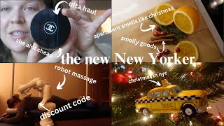 nyc vlog. 🎅🏼🎄robot masasage(code!)nyc apt smells like 🎄ulta haul. cookin'  | #nycvlog Holly Lynora