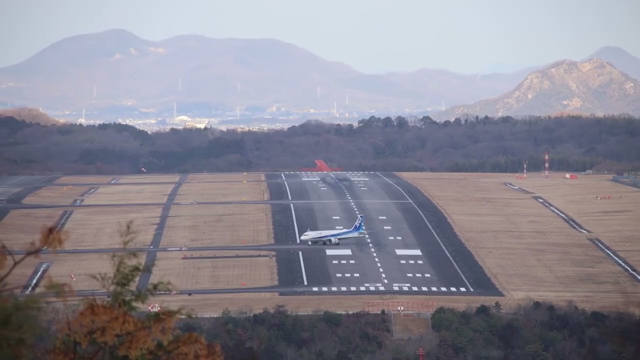 【高松空港】高台から見下ろす高松空港｜ANA着陸とJAL離陸（高山航空公園）