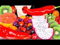 ASMR EXOTIC FRUITS PLATTER 다양한 과일 먹방 *DRAGON FRUITS, KIWI, GRAPEFRUIT, PAPRIKA MUKBANG EATING SOUNDS