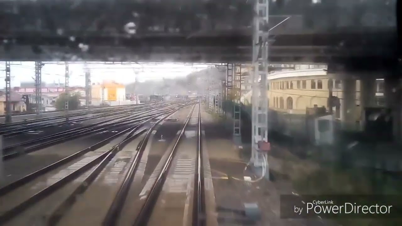 Весёлое - Адлер из кабины локомотива +запуск 2ТЭ10М +шторм 