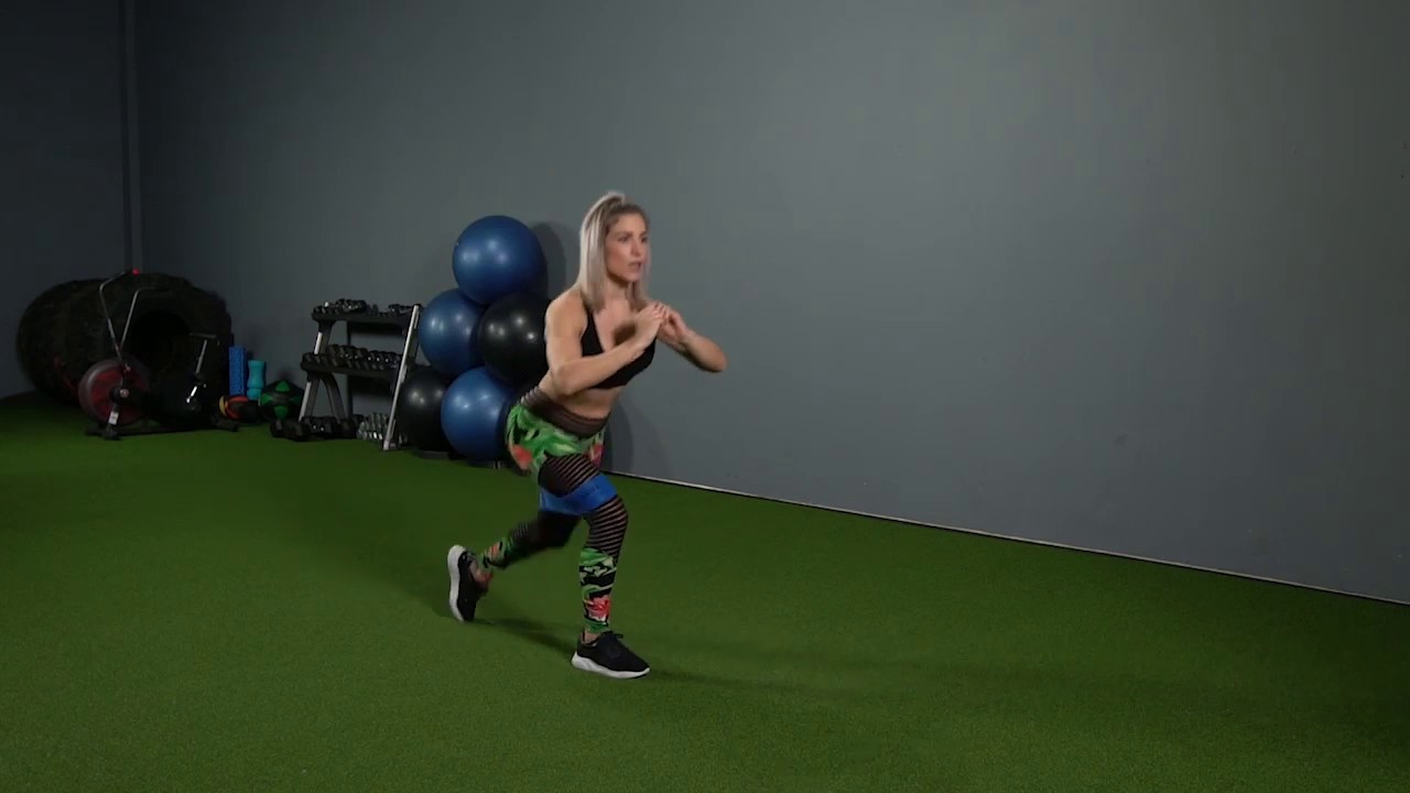 Banded Walking Lunges with Kickback YouTube