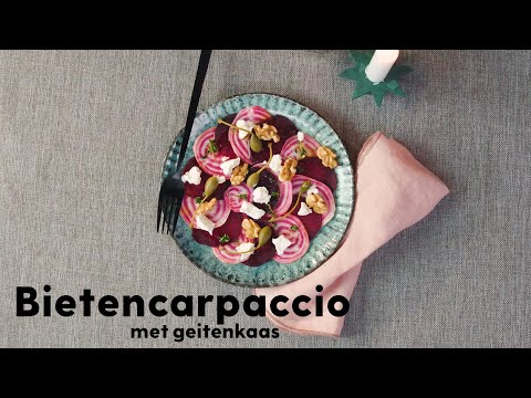 Bietencarpaccio met geitenkaas van twee soorten biet - Allerhande