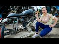 Challenge the genius girl to restore a motorbike assembled from discarded scrap metal parts