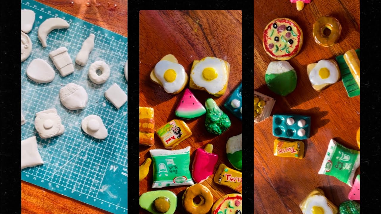 How I made my air dry clay fridge magnets | DIY fridge magnets | art ...