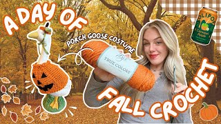 A day of fall crochet vlog 🍂🍏🪿- porch goose pumpkin costume