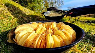 Potatoes Au Gratin With Juicy Chicken, ASMR Outdoor Cooking