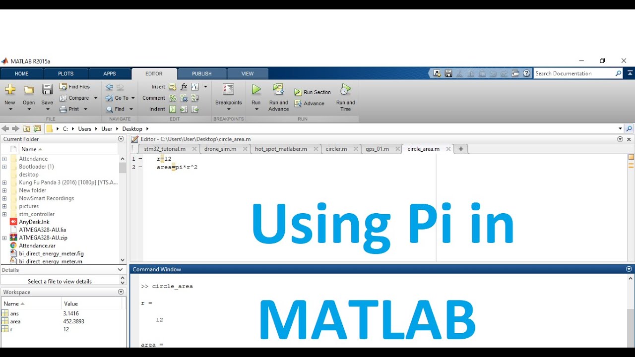 How to use pi in matlab  Using pi in matlab