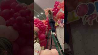 Balloon garland install #balloon #balloondecoration ￼#party #decoration #event