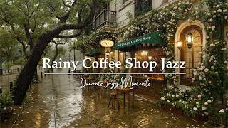 Rainy Spring Vintage Coffee Shop Jazz 🌧️ Relaxing Café Jazz in a Street for Focus & Peaceful Moments
