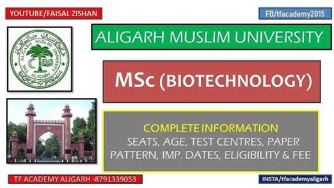 AMU MSc (Biotechnology) admission - all details II amu msc biotechnology entrance 2021