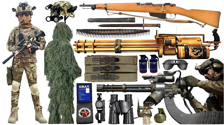 Special Forces military toy gun set unboxing, Gatling machine gun, assault rifle,gas mask,Colt M1991