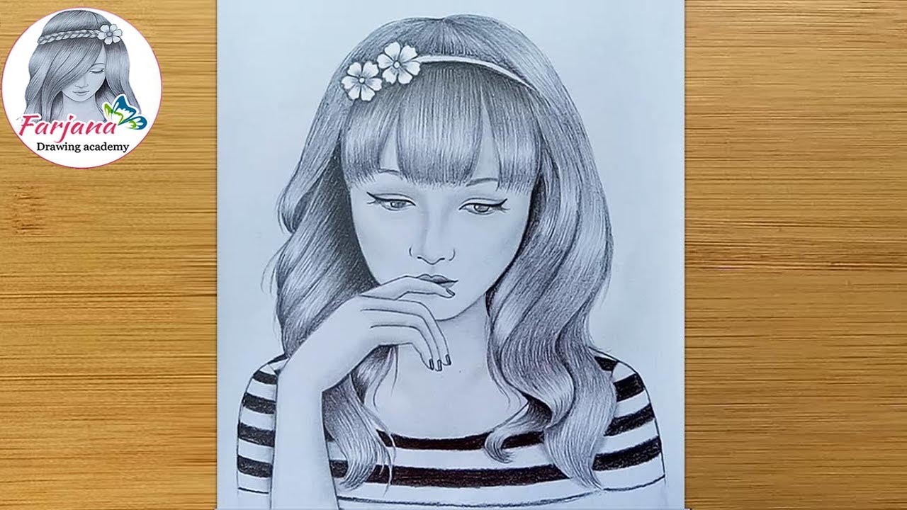 How to draw a girl step by step / Pencil Sketch drawing ...