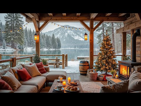 Peaceful Wood Cabin By The Lakeshore Winter Ambience Relaxing Jazz Music For Study Work Unwind