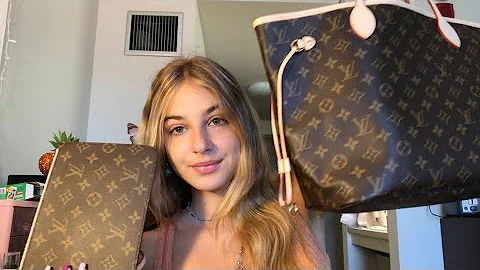 ASMR Bag Tapping and Textured Scratching ⭐️ Whispering 💫 Louis Vuitton Neverful MM