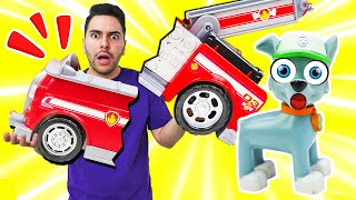 ¡Juegos de coches y camión de bomberos con Paw Patrol! La Patrulla Canina en ¡Oh, se dañó!