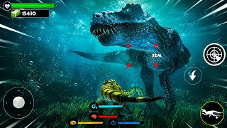 🦖T-REX vs BARYONYX 🔥"Underwater Fight"😱| Jurassic Clash Primal Dino Sim(4K Gameplay) screenshot 2