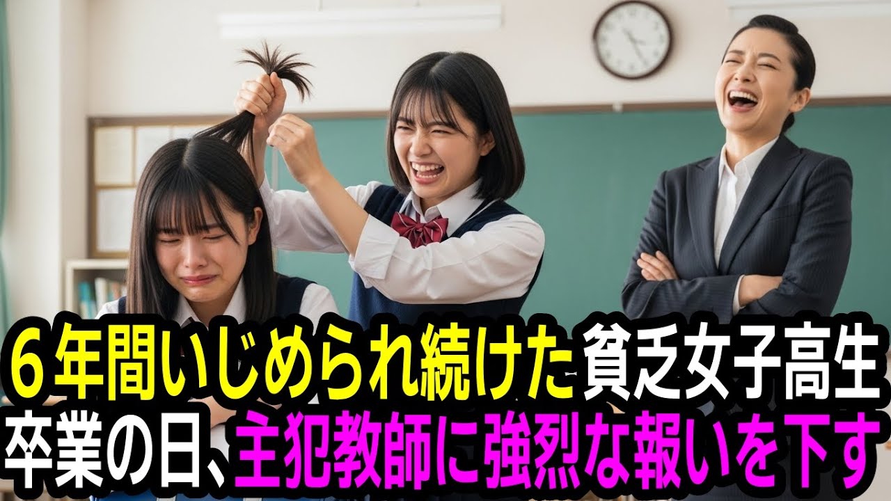 6年間いじめられ続けた貧乏女子高生。高校最後の日、主犯教師に強烈な仕返しをする…！